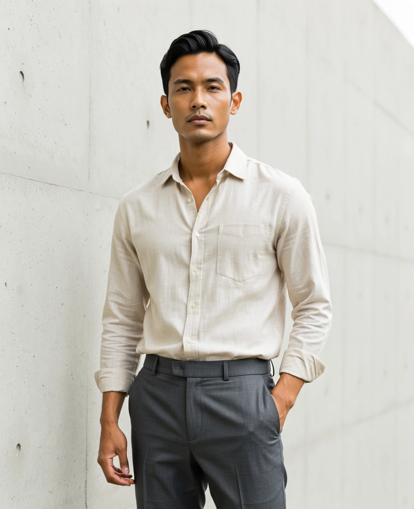 Pria modern dengan gaya minimalis